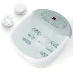 Goplus Fußbadewanne mit Massage & Heizung, Fußbad Massagegerät abnehmbaren Massageperlen, 35-46 °C, Elektrisches Fußbad mit Zeitschaltfunktion (blau)
