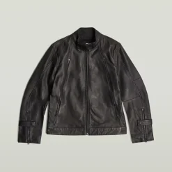 G-Star Biker Lederjacke Schwarz/Petrol S