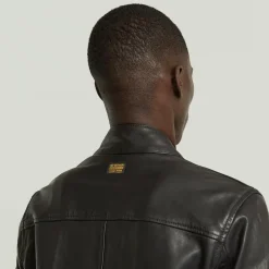 G-Star Biker Lederjacke Schwarz/Petrol S