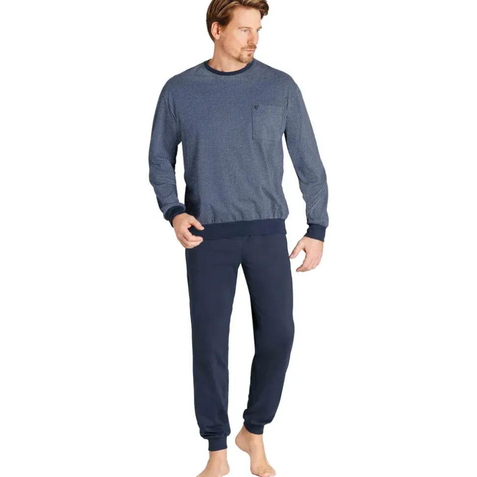 HAJO Pyjama Herren Schlafanzug Blau 56 (XXL)