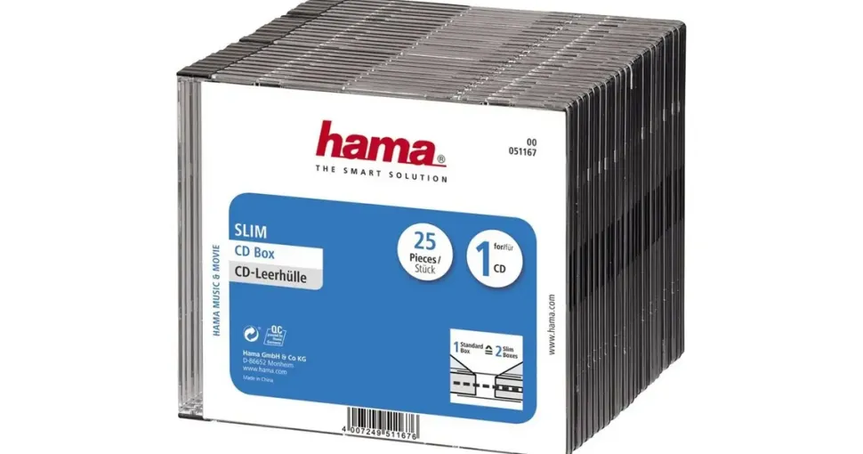 Hama CD/DVD/Blu-Ray Leerhülle schwarz (Packung mit 25)