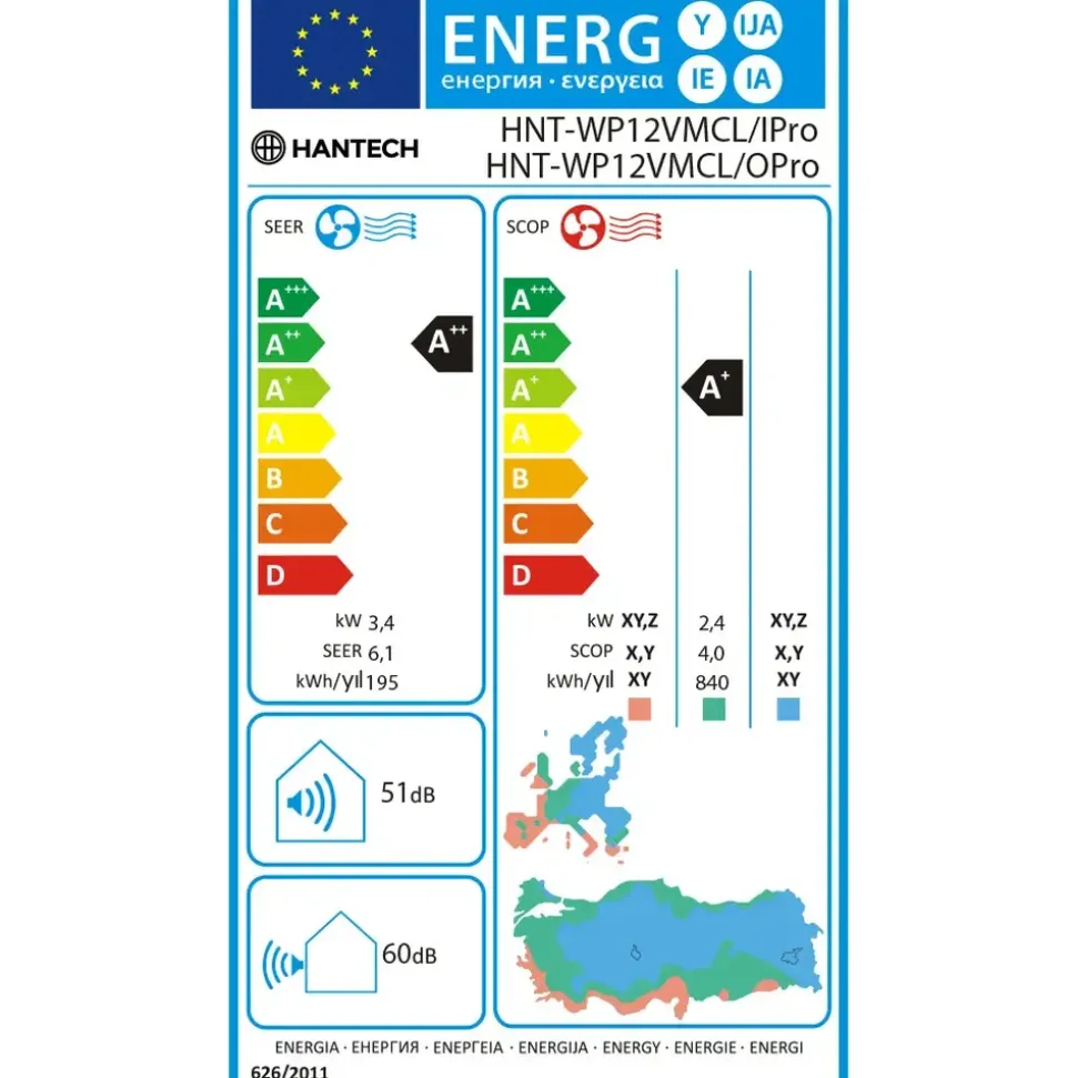 Hantech H-PRO Split Klimaanlage 12000 BTU 3,4 kW