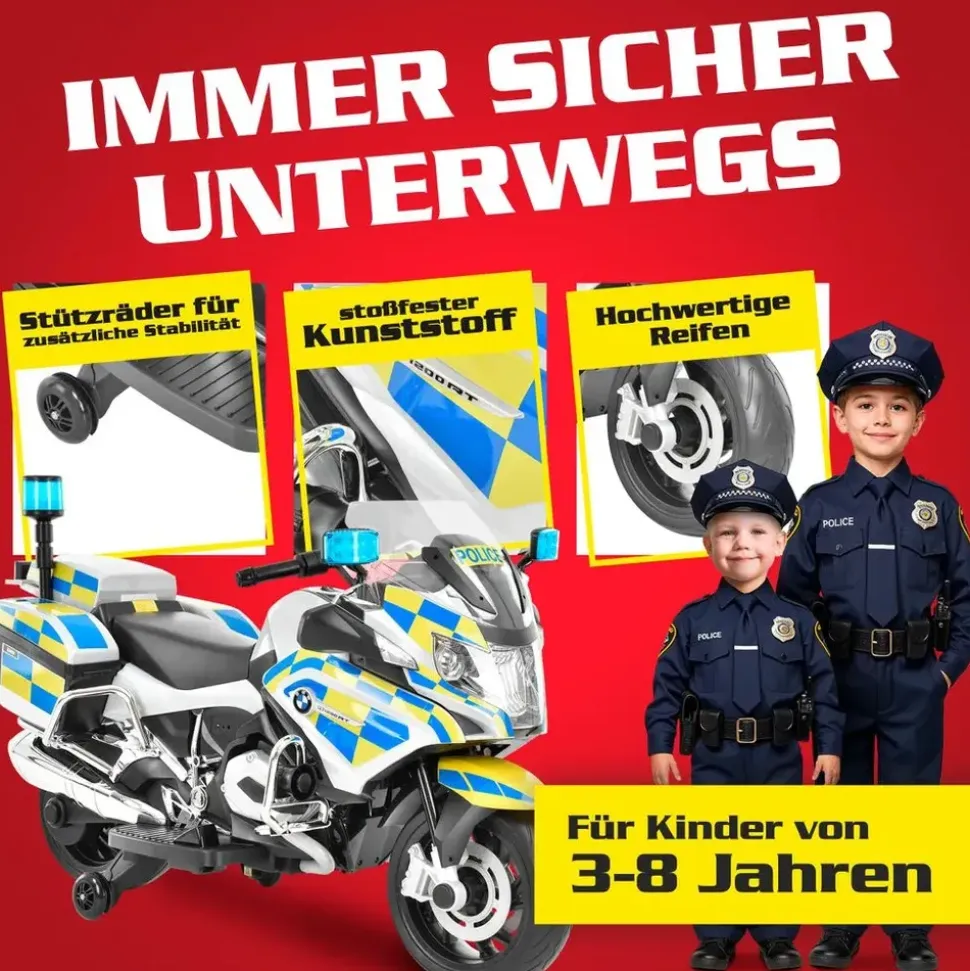 Hecht Elektro-Kindermotorrad BMW R1200RT Polizei blau (35W)