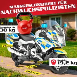Hecht Elektro-Kindermotorrad BMW R1200RT Polizei blau (35W)