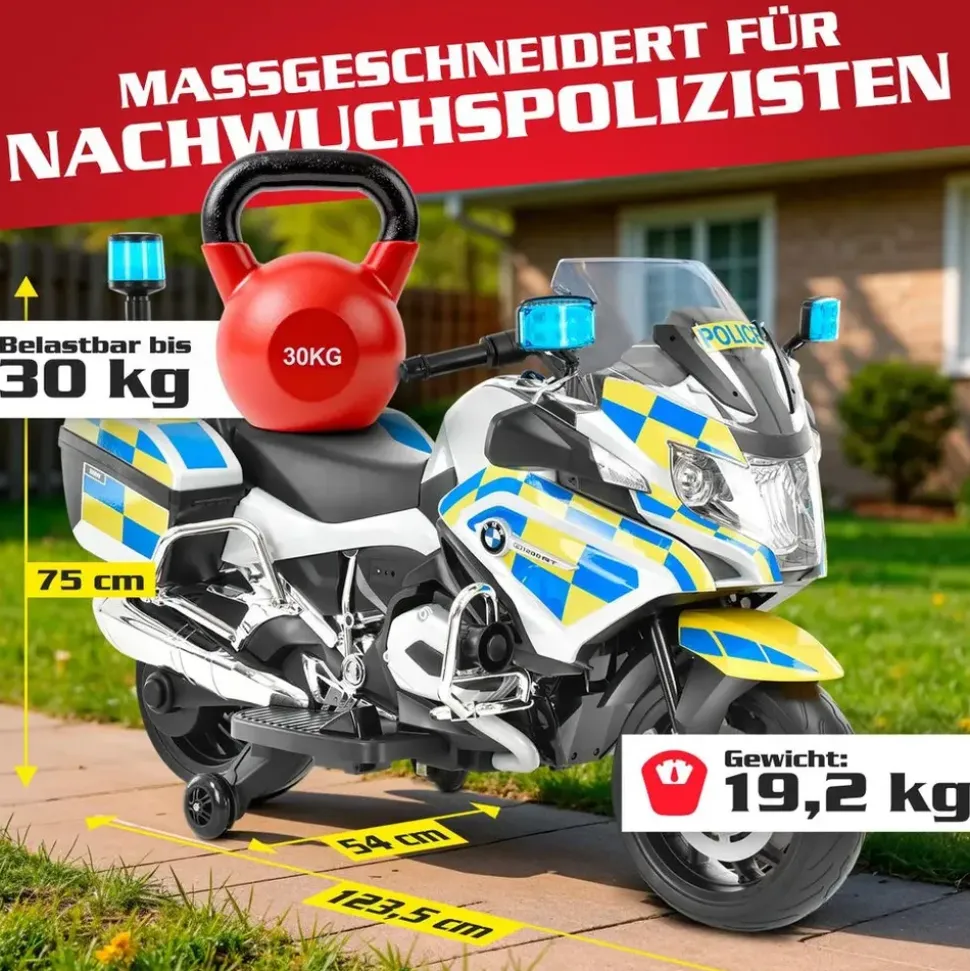 Hecht Elektro-Kindermotorrad BMW R1200RT Polizei blau (35W)