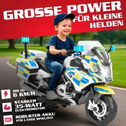 Hecht Elektro-Kindermotorrad BMW R1200RT Polizei blau (35W)