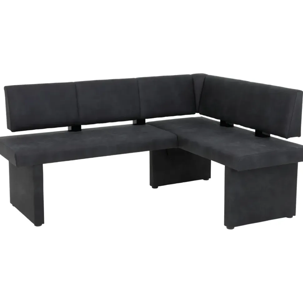 Hela Eckbankgruppe "Pia", schwarz (anthrazit, artisan), Microfaser, Einlegeplatte, Eckbank, Tisch, 2 Stühle, Holzwerkstoff, Sitzmöbel-Sets, Eckbankgruppe, Esstisch ausziehbar, Bank links/rechts montierbar