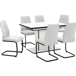 Hela Essgruppe Ariana, Esstisch mit 6 Stühlen, ausziehbarer Küchentisch, (Set, 7-tlg., 1 Tisch ausziehbar / 6 Stühle), Tisch 120-160cm, 6 Stühle mit hoher Belastbarkeit grau