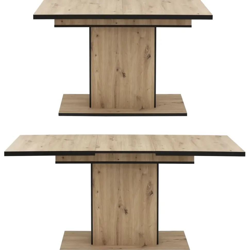 Hela Essgruppe Ariana, Esstisch mit 6 Stühlen, ausziehbarer Küchentisch, (Set, 7-tlg., 1 Tisch ausziehbar / 6 Stühle), Tisch 120-160cm, 6 Stühle mit hoher Belastbarkeit schwarz