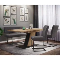 Hela Essgruppe Luise eiche, anthrazit, Holzwerkstoff B/H/T: ca. 180x76x90 cm - Eiche,