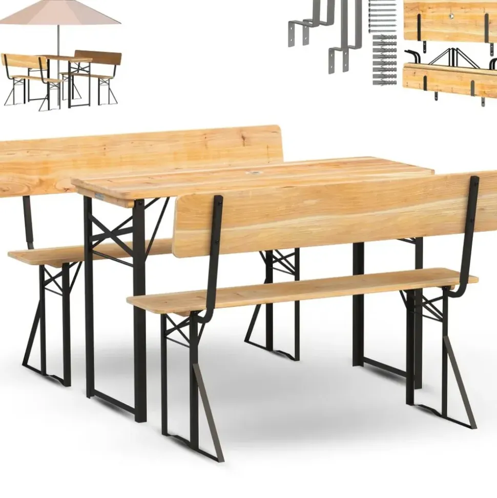 holz4home Bierzeltgarnitur 3-tlg. Holz