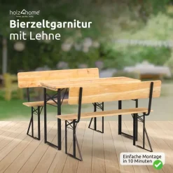 holz4home Bierzeltgarnitur 3-tlg. Holz
