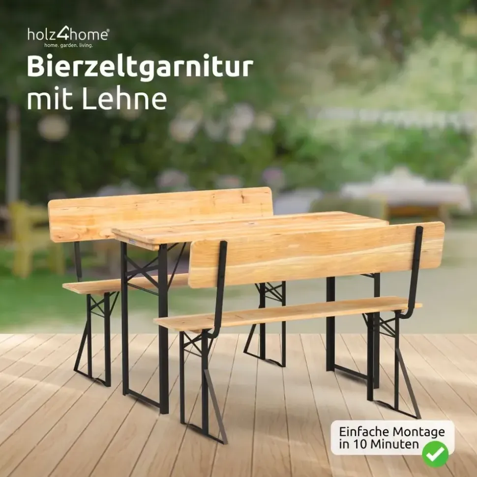 holz4home Bierzeltgarnitur 3-tlg. Holz