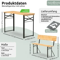 holz4home Bierzeltgarnitur 3-tlg. Holz