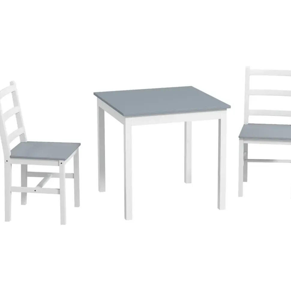 Homcom Essgruppe 3er-Set, Esstisch mit 2 Stühlen, Küchentisch-Set für 2 Personen