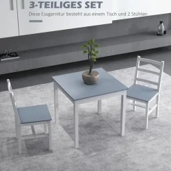Homcom Essgruppe 3er-Set, Esstisch mit 2 Stühlen, Küchentisch-Set für 2 Personen