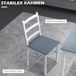 Homcom Essgruppe 3er-Set, Esstisch mit 2 Stühlen, Küchentisch-Set für 2 Personen