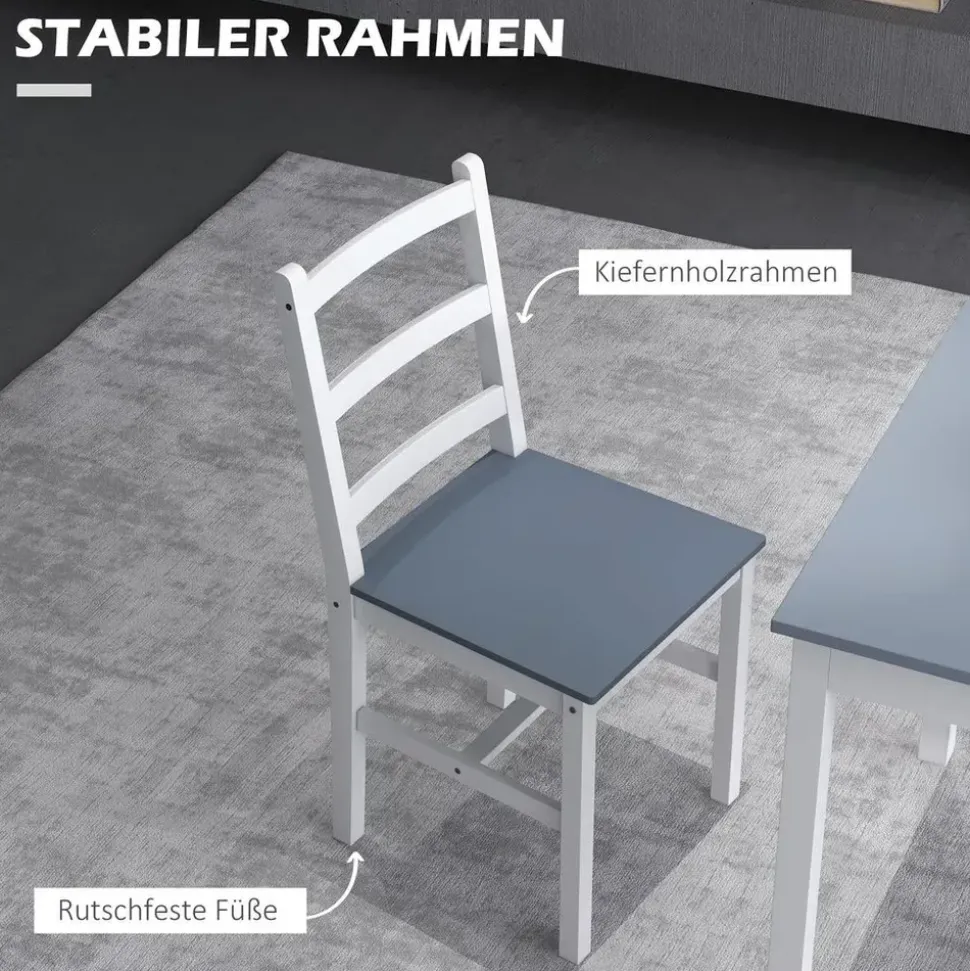 Homcom Essgruppe 3er-Set, Esstisch mit 2 Stühlen, Küchentisch-Set für 2 Personen