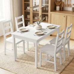 Homcom Essgruppe Kiefernholz 118L x 73B x 75H cm Weiß