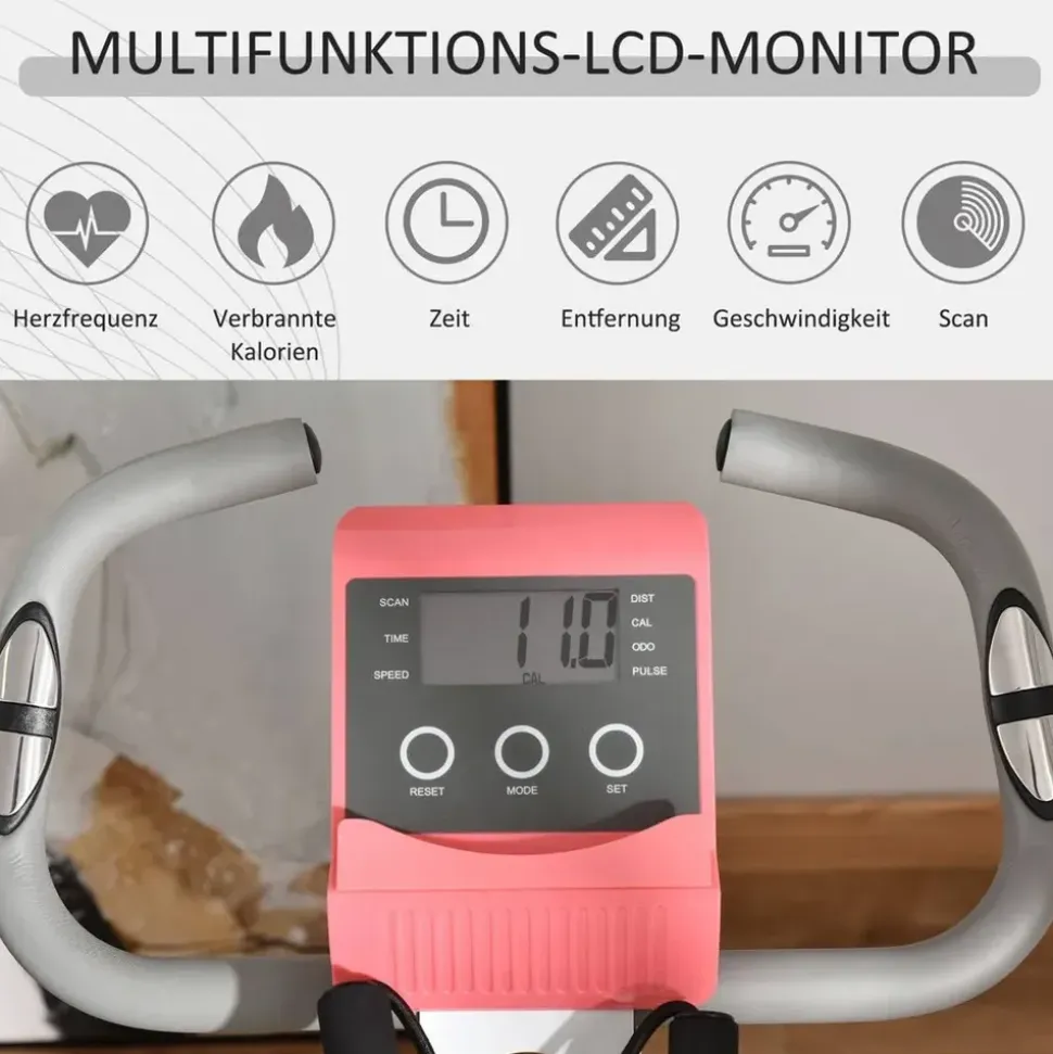 Homcom Heimtrainer mit LCD Display rosa