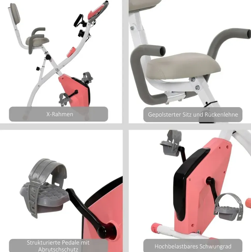 Homcom Heimtrainer mit LCD Display rosa