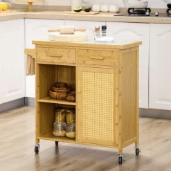 Homcom Küchenwagen Natur, Naturmaterialien, 36x85x84 cm | Natur