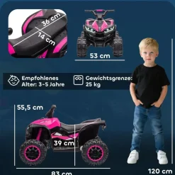 Homcom Kinder-Elektroquad 12V Elektro Quad rosa (1-tlg)