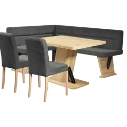 Home Affaire Eckbankgruppe HOME AFFAIRE "Laros Sitzgruppe, Eckbank, Stühle, Tisch", grau (anthrazit, anthrazit, natur), B:182cm H:85cm T:141cm, 100% PES, Sitzmöbel-Sets, Eckbankgruppe, perfekt für Küche, Esszimmer, Wohnzimmer, Bestseller