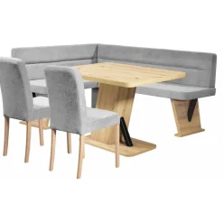 Home Affaire Eckbankgruppe HOME AFFAIRE "Laros Sitzgruppe, Eckbank, Stühle, Tisch", grau (grau, grau, natur), B:182cm H:85cm T:141cm, 100% PES, Sitzmöbel-Sets, Eckbankgruppe, perfekt für Küche, Esszimmer, Wohnzimmer, Bestseller