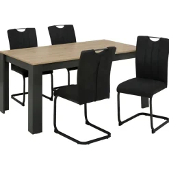 Home Affaire Essgruppe HOME AFFAIRE "Napoli", grau (anthrazit, anthrazit, anthrazit), B:160cm H:75cm T:88,5cm, Sitzmöbel-Sets, Essgruppe, 5-teilige Tischgruppe mit modernem Freischwinger Stuhl und Esstisch
