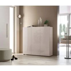 Home Affaire Mister Schuhregal 120 x 115 x 34 cm beige hochglanz / beige
