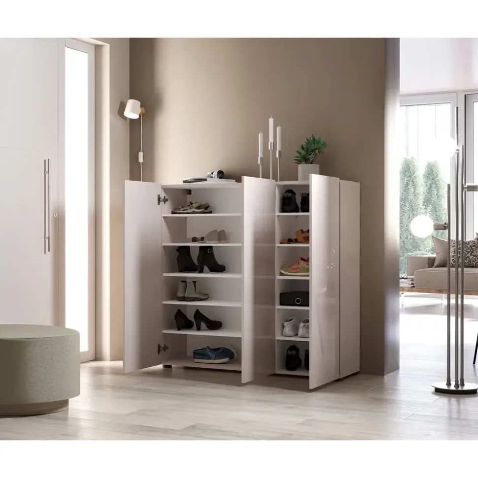 Home Affaire Mister Schuhregal 120 x 115 x 34 cm beige hochglanz / beige