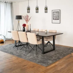 Home Deluxe Essgruppe Eckig AVENCIA inkl. U-Fuß - 240 x 120 cm Dark Oak, (7-tlg), MDF Esstisch mit U-Fuß & Esszimmerstühle für Esszimmer & Wohnzimmer beige