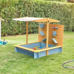 Home Deluxe Holzsandkasten Sandy mit Überdachung Grau/Braun
