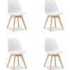Homestyle4u Küchenstuhl Holz gepolstert Weiß 4er Set