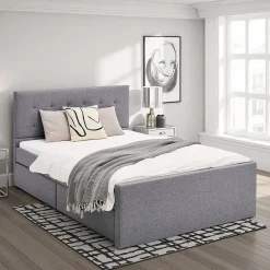 Homestyle4u Polsterbett 120 x 200 cm Grau