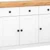 Homestyle4u Sideboard 122,5 x 82 x 42 cm Weiß / Eiche