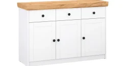 Homestyle4u Sideboard 122,5 x 82 x 42 cm Weiß / Eiche