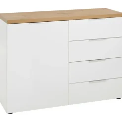 hom'in Sideboard 180 x 89 x 43 cm Grau / Weiß