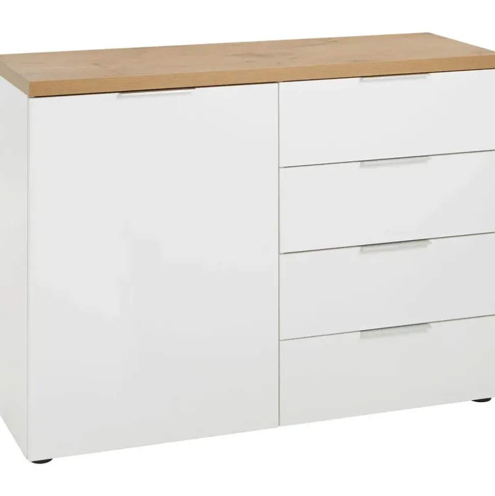 hom'in Sideboard 180 x 89 x 43 cm Grau / Weiß