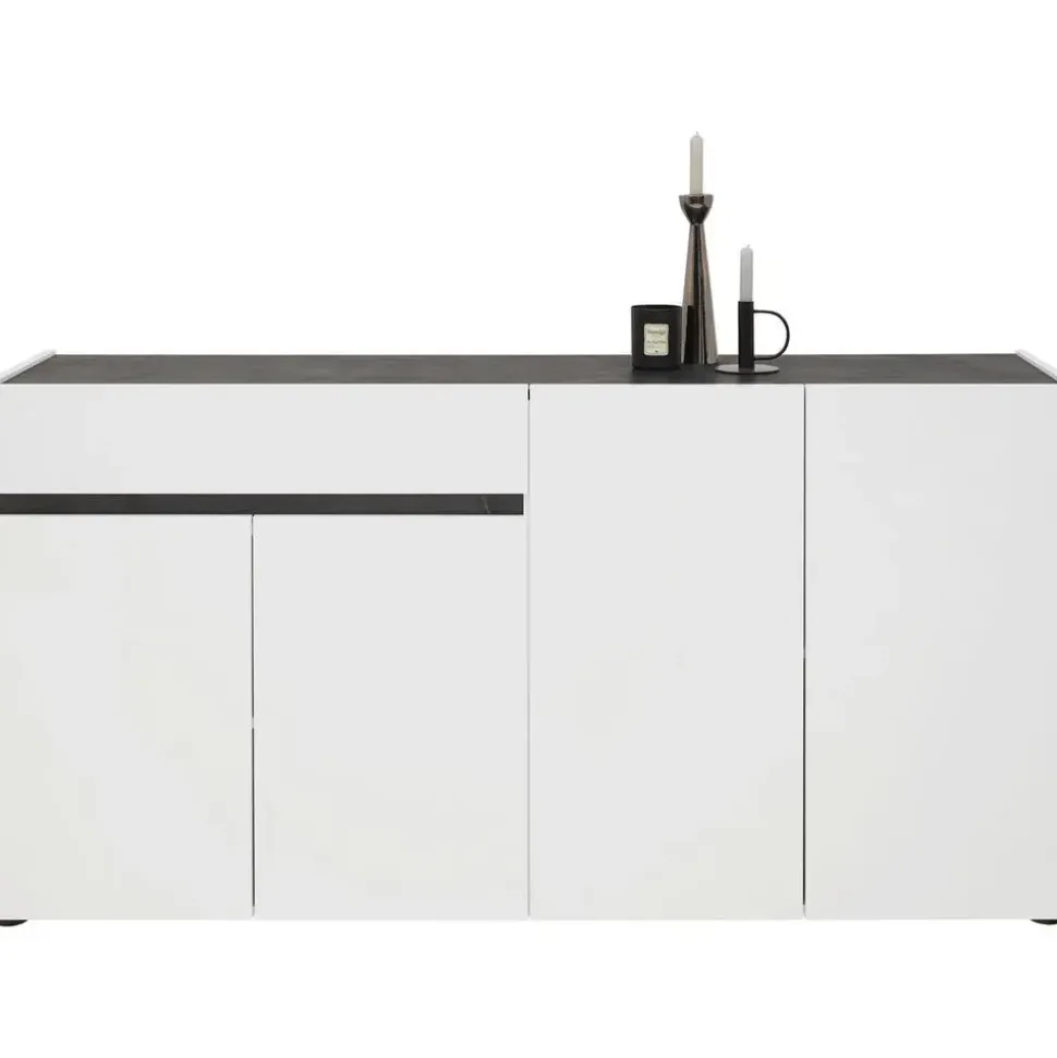hom'in Sideboard 180 x 89 x 43 cm Grau / Weiß