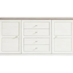 hom'in Sideboard 180 x 89 x 43 cm Grau / Weiß