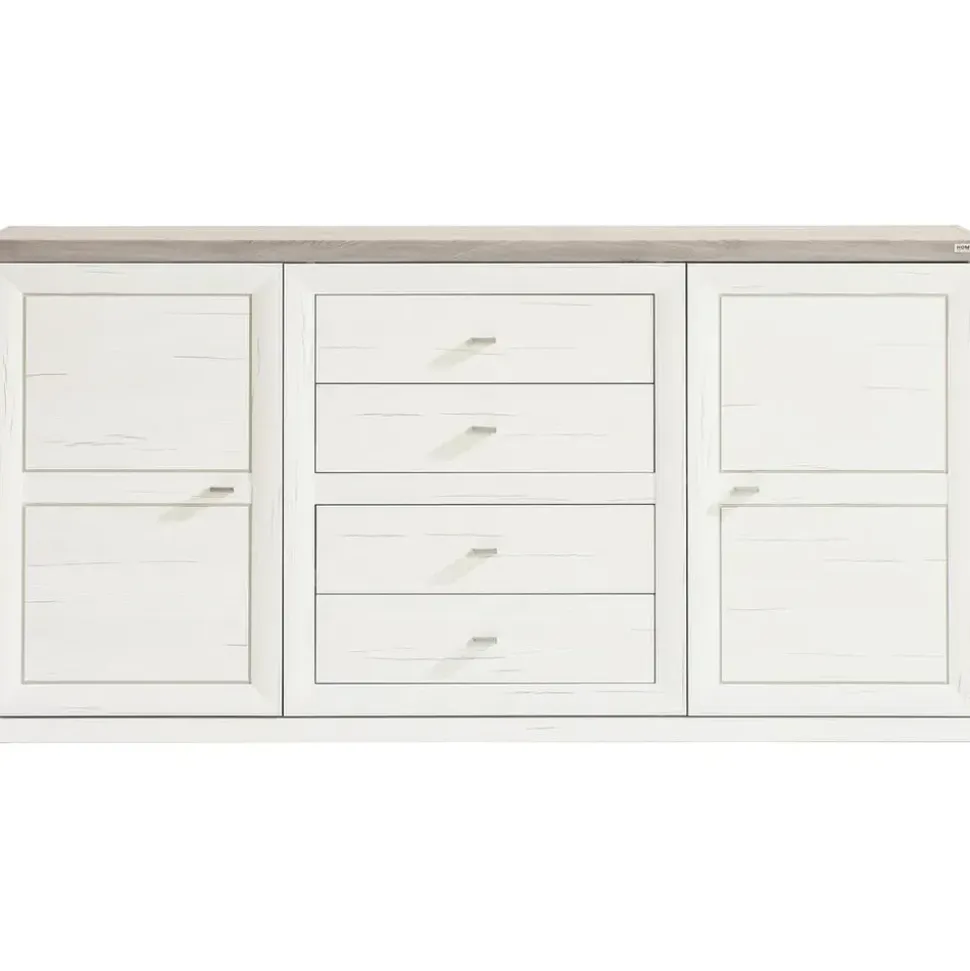 hom'in Sideboard 180 x 89 x 43 cm Grau / Weiß