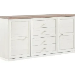 hom'in Sideboard 180 x 89 x 43 cm Grau / Weiß
