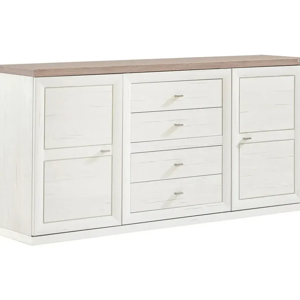 hom'in Sideboard 180 x 89 x 43 cm Grau / Weiß