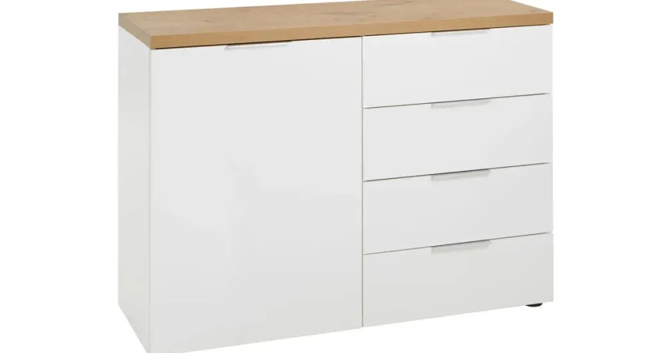 hom'in Sideboard 180 x 89 x 43 cm Grau / Weiß