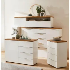 hom'in Sideboard 180 x 89 x 43 cm Grau / Weiß