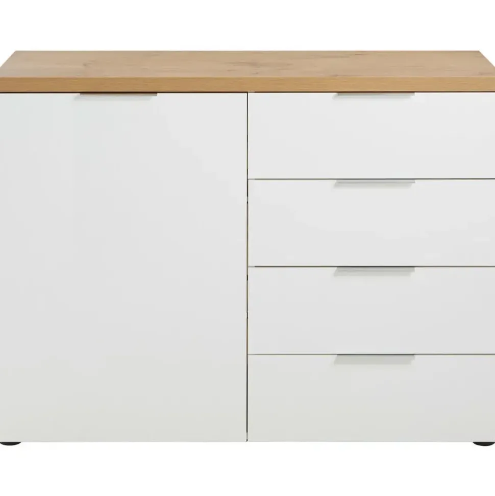 hom'in Sideboard 180 x 89 x 43 cm Grau / Weiß