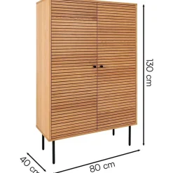 House Nordic Highboard KYOTO 80 x 130 cm Braun / Schwarz