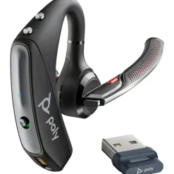 HP Poly Voyager 5200 + BT700 dongle (Kabellos, USB-A, Microsoft Teams, Skype), Office Headset, Schwarz